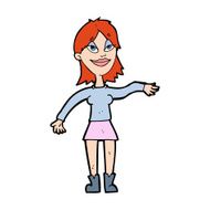 cartoon woman making hand gesture N14