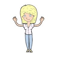cartoon woman holding up hands N29