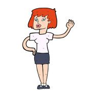 Cartoon Woman Waving N472