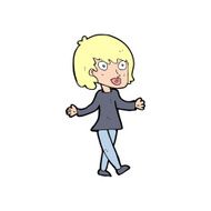 cartoon woman with open arms N141