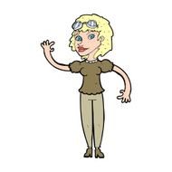 cartoon pilot woman waving N14