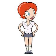 cartoon happy woman in short skirt N14