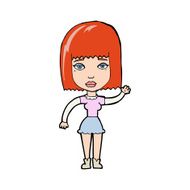 cartoon waving woman N197