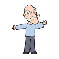 cartoon old man spreading arms wide N13