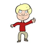 cartoon happy man waving N54