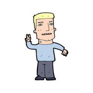 Cartoon Man Giving Peace Sign N83