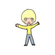 cartoon waving woman N199