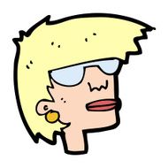 cartoon female face with glasses N14