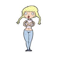 cartoon offended woman covering herself N10