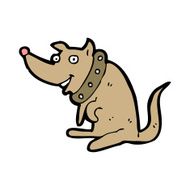 cartoon happy dog in big collar N13