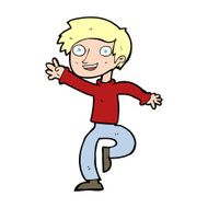 cartoon excited boy dancing N13