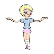 cartoon woman making open arm gesture N14