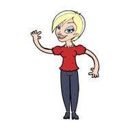 Cartoon Woman Waving N473