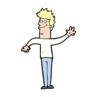 cartoon happy waving man N16
