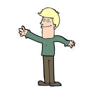 cartoon happy man waving N55