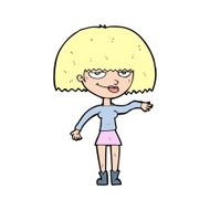 cartoon smug woman making dismissive gesture N14