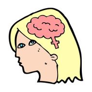 cartoon female head with brain symbol N25