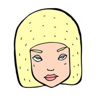 cartoon annoyed female face N14