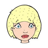 cartoon worried female face N13