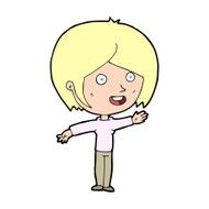 cartoon happy girl waving N14