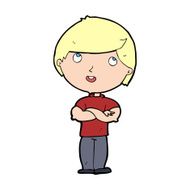 cartoon happy man with folded arm N14