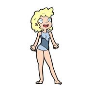 cartoon woman in swimming costume N15