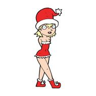 cartoon woman in christmas elf costume N14