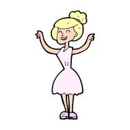 cartoon woman with raised arms N14