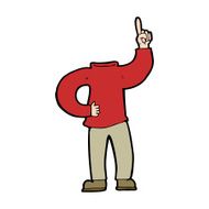 cartoon headless body with raised hand N13
