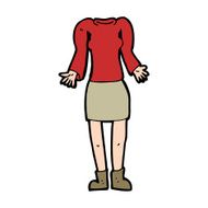 cartoon female body with shrugging shoulders (mix and match cart N14