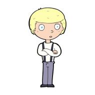 cartoon staring boy with folded arms N13