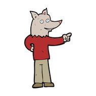 cartoon wolf man pointing N19