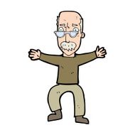 cartoon old man waving arms N13