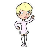 cartoon pretty woman waving N123