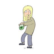 cartoon hippie man with bag of weed N14