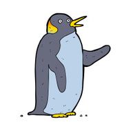 cartoon penguin waving N11