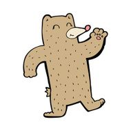cartoon waving bear N16