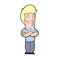 cartoon man with folded arms grinning N14