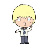 cartoon school boy answering question N69