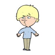 cartoon suspicious man looking over shoulder N15