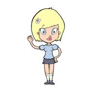 cartoon pretty girl waving N44