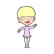 cartoon waving woman N201