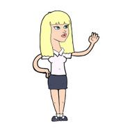 cartoon pretty woman waving N124