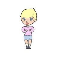 cartoon woman gesturing at self N40