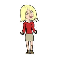 cartoon woman shrugging shoulders N680