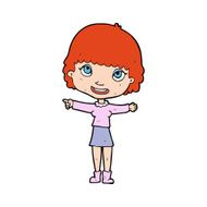 cartoon happy woman pointing N100