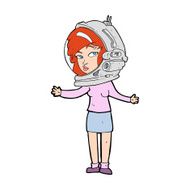 cartoon woman wearing astronaut helmet N15