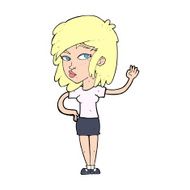 cartoon pretty woman waving N125