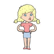 cartoon pretty girl with hands on hips N15