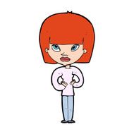 cartoon woman gesturing at herself N13